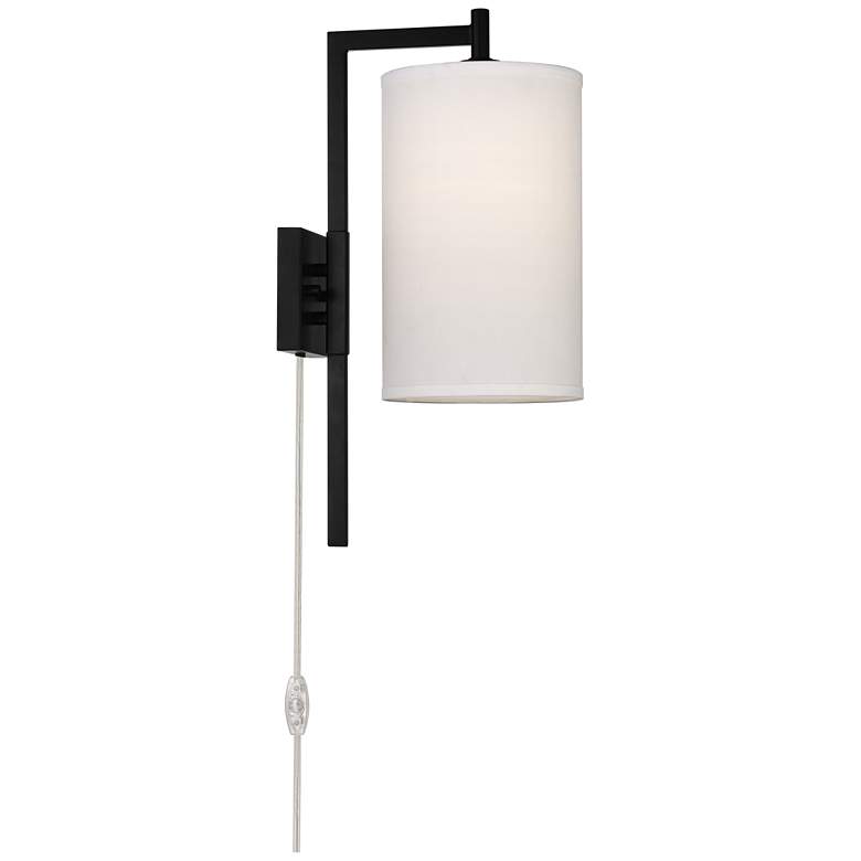 Image 6 Possini Euro Bixby Modern Drum Plug-In Wall Lamps Set of 2 more views