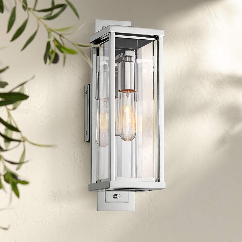 Image 1 Possini Euro Bixler 15"H Stainless Steel Outdoor Wall Light