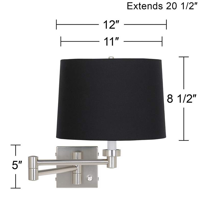 Image 4 Possini Euro Black Drum Shade Plug-In Style Swing Arm more views