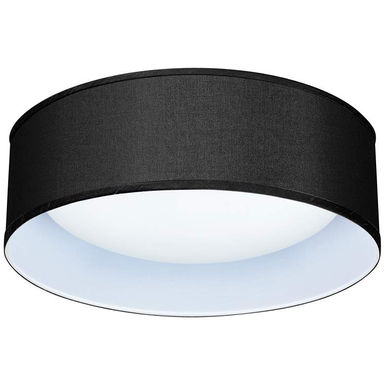 Image 1 Possini Euro Black Faux Silk 16 inch Wide LED Modern Round Ceiling Light