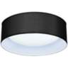 Possini Euro Black Faux Silk 16" Wide LED Modern Round Ceiling Light