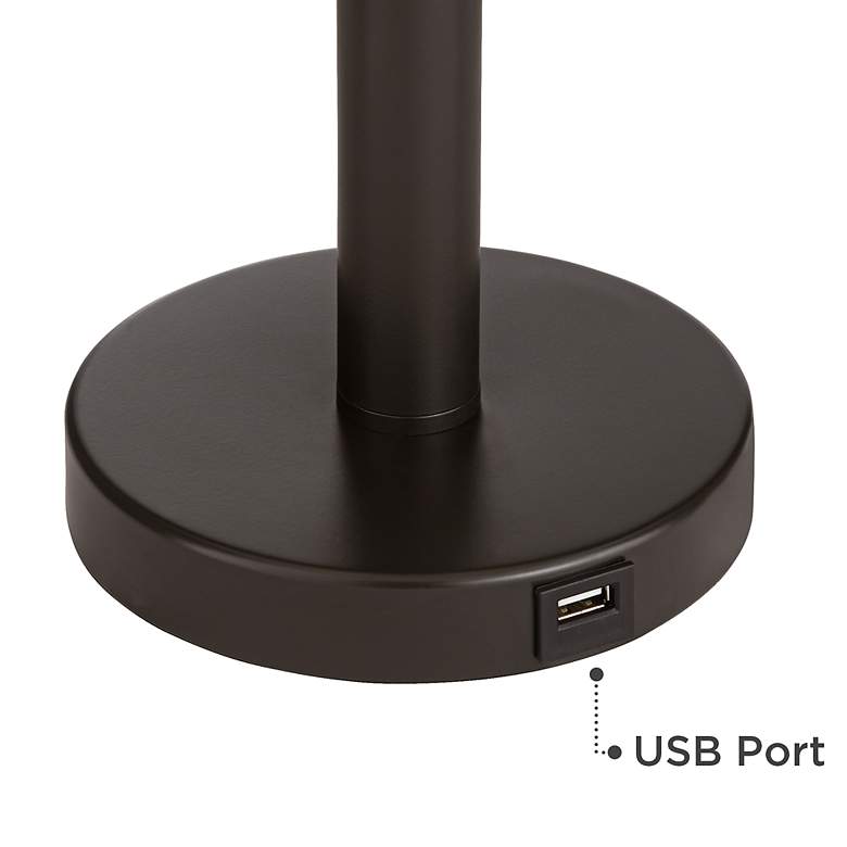 Image 4 Possini Euro Black Faux Silk Robbie Bronze USB Table Lamps Set of 2 more views