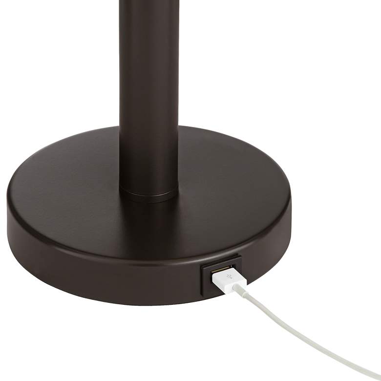 Image 5 Possini Euro Black Faux Silk Robbie Bronze USB Table Lamps Set of 2 more views