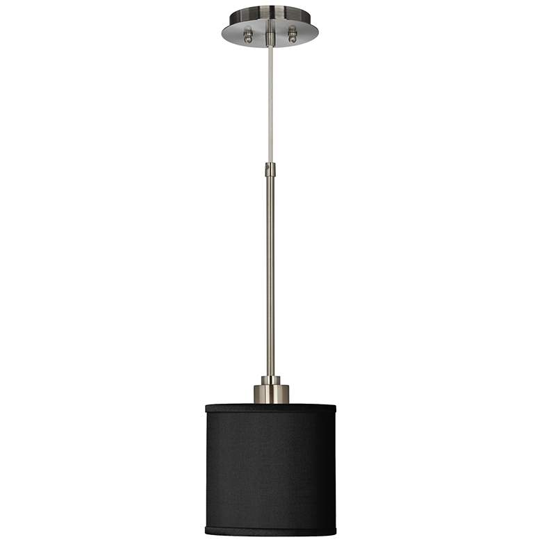 Image 2 Possini Euro Black Faux Silk Shade 7" Wide Mini Pendant Light