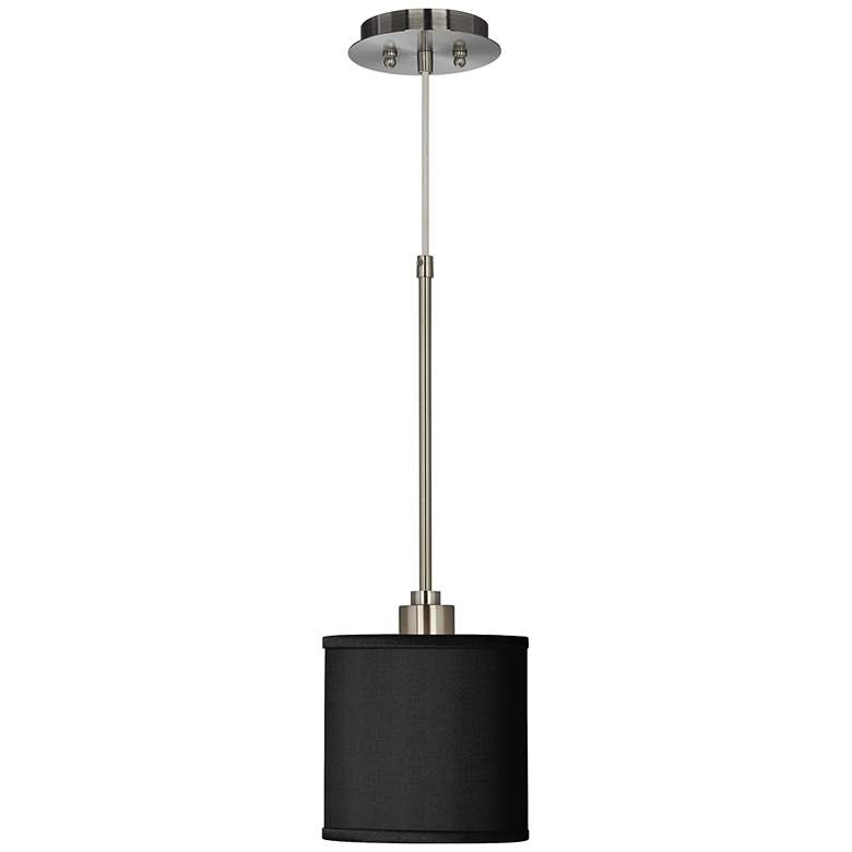 Image 2 Possini Euro Black Faux Silk Shade 7 inch Wide Mini Pendant Light