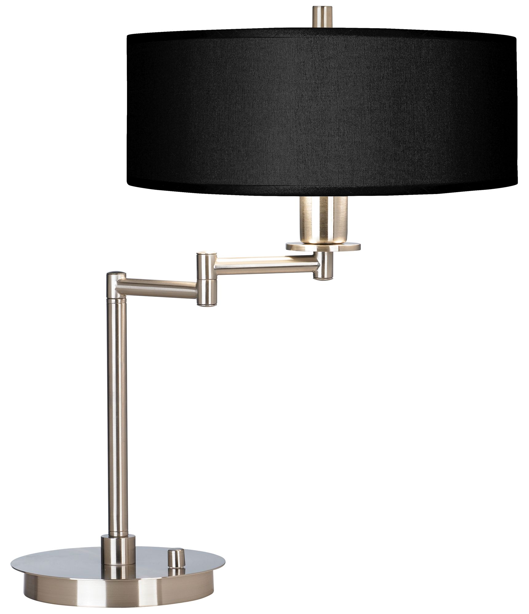 Possini Euro Black Faux Silk Shade Modern LED Swing Arm Desk Lamp