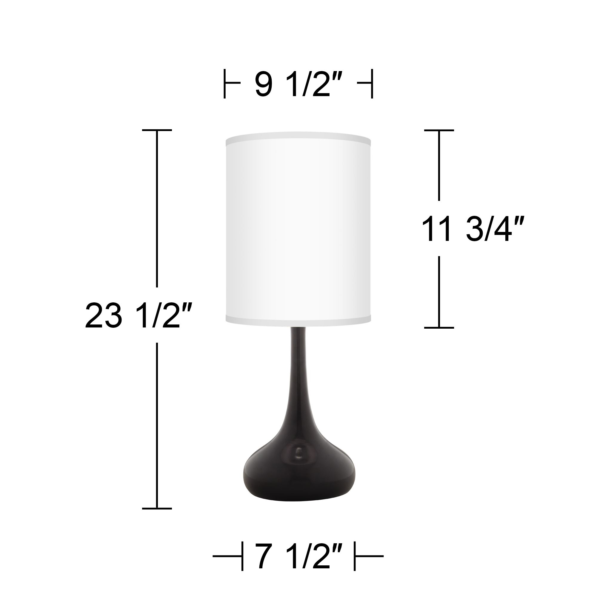 Possini Euro Black Finish Droplet Table Lamp with Cream Faux Silk Shade