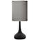 Possini Euro Black Finish Droplet Table Lamp with Gray Faux Silk Shade
