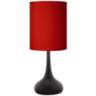 Possini Euro Black Finish Droplet Table Lamp with Red Faux Silk Shade