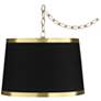 Possini Euro Black Gold 15" Wide Antique Brass Plug-In Swag Chandelier