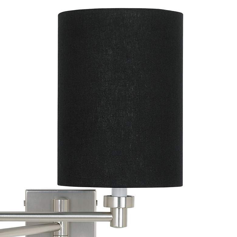 Image 2 Possini Euro Black Linen Cylinder Brushed Nickel Plug-In Style Swing Arm more views