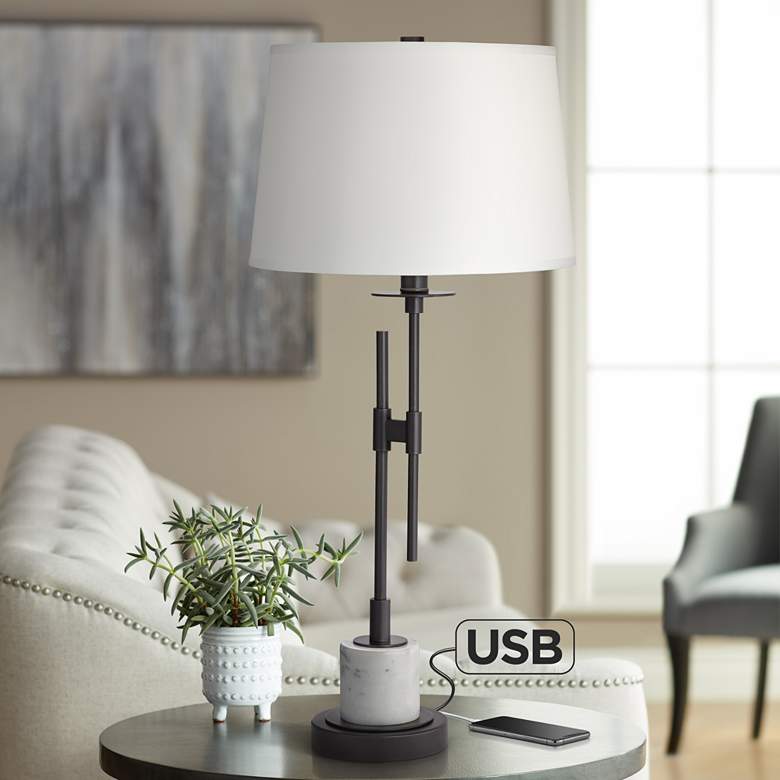 Image 1 Possini Euro Blackstone 33 1/2" Modern Industrial Chairside Table Lamp
