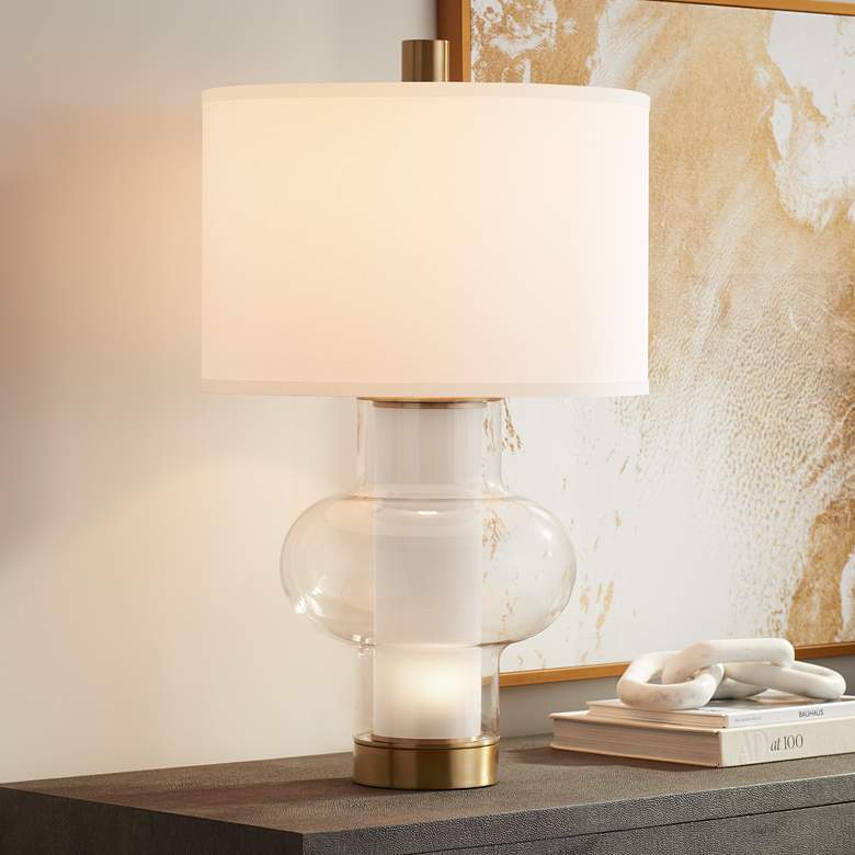 Image 1 Possini Euro Blake 30 1/2 inch Modern Glass Night Light Table Lamp