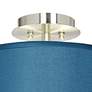 Possini Euro Blue Faux Silk 14" Wide Modern Nickel Ceiling Light