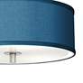 Possini Euro Blue Faux Silk 14" Wide Modern Nickel Ceiling Light