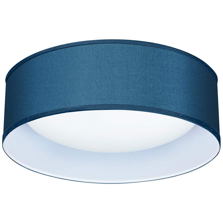 Image 1 Possini Euro Blue Faux Silk 16 inch Wide LED Round LED Ceiling Light
