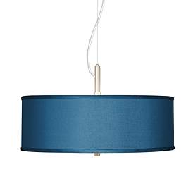 Image1 of Possini Euro Blue Faux Silk 20" Wide Modern Pendant light