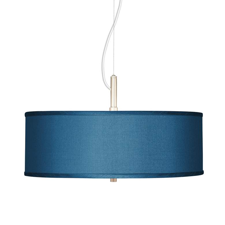 Image 1 Possini Euro Blue Faux Silk 20 inch Wide Modern Pendant light