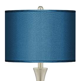 Image2 of Possini Euro Blue Faux Silk Brushed Nickel Touch Table Lamps Set of 2 more views
