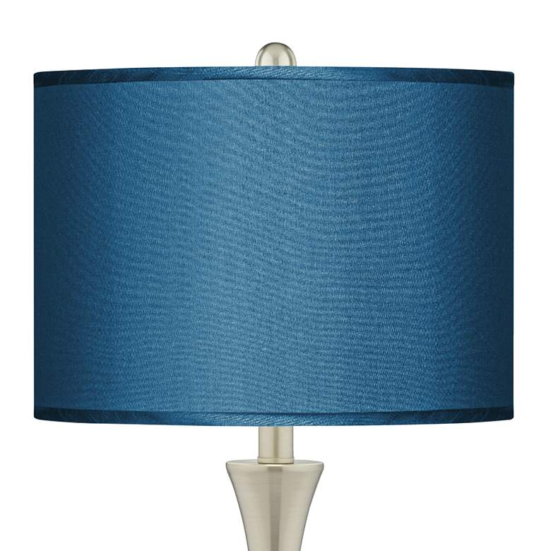 Image 2 Possini Euro Blue Faux Silk Brushed Nickel Touch Table Lamps Set of 2 more views