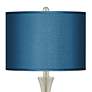 Possini Euro Blue Faux Silk Brushed Nickel Touch Table Lamps Set of 2