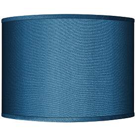 Image1 of Possini Euro Blue Faux Silk Drum Lamp Shade 15.5x15.5x11 (Spider)