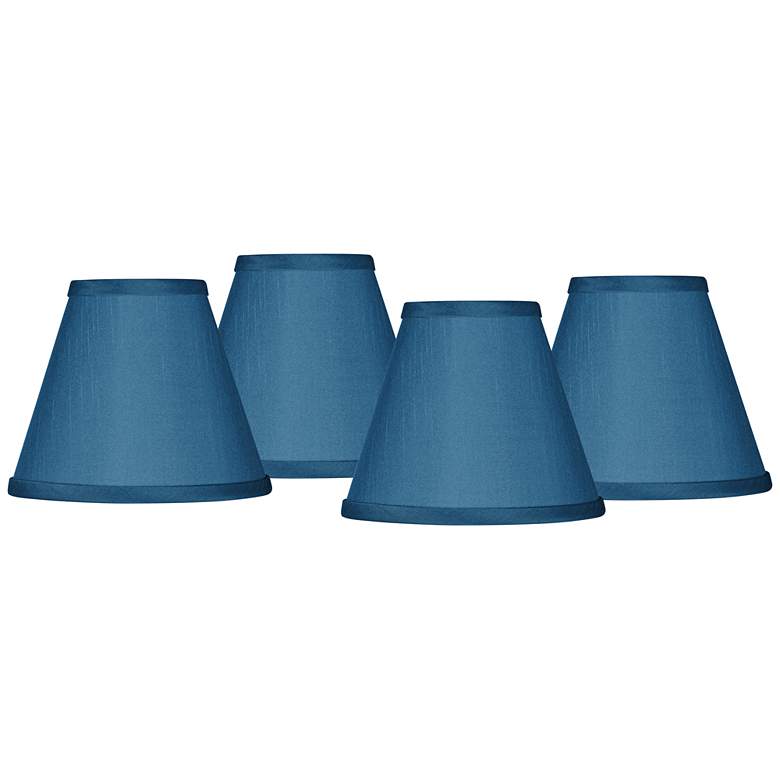 Image 1 Possini Euro Blue Faux Silk Set of Four Shades 3x6x5 (Clip-On)