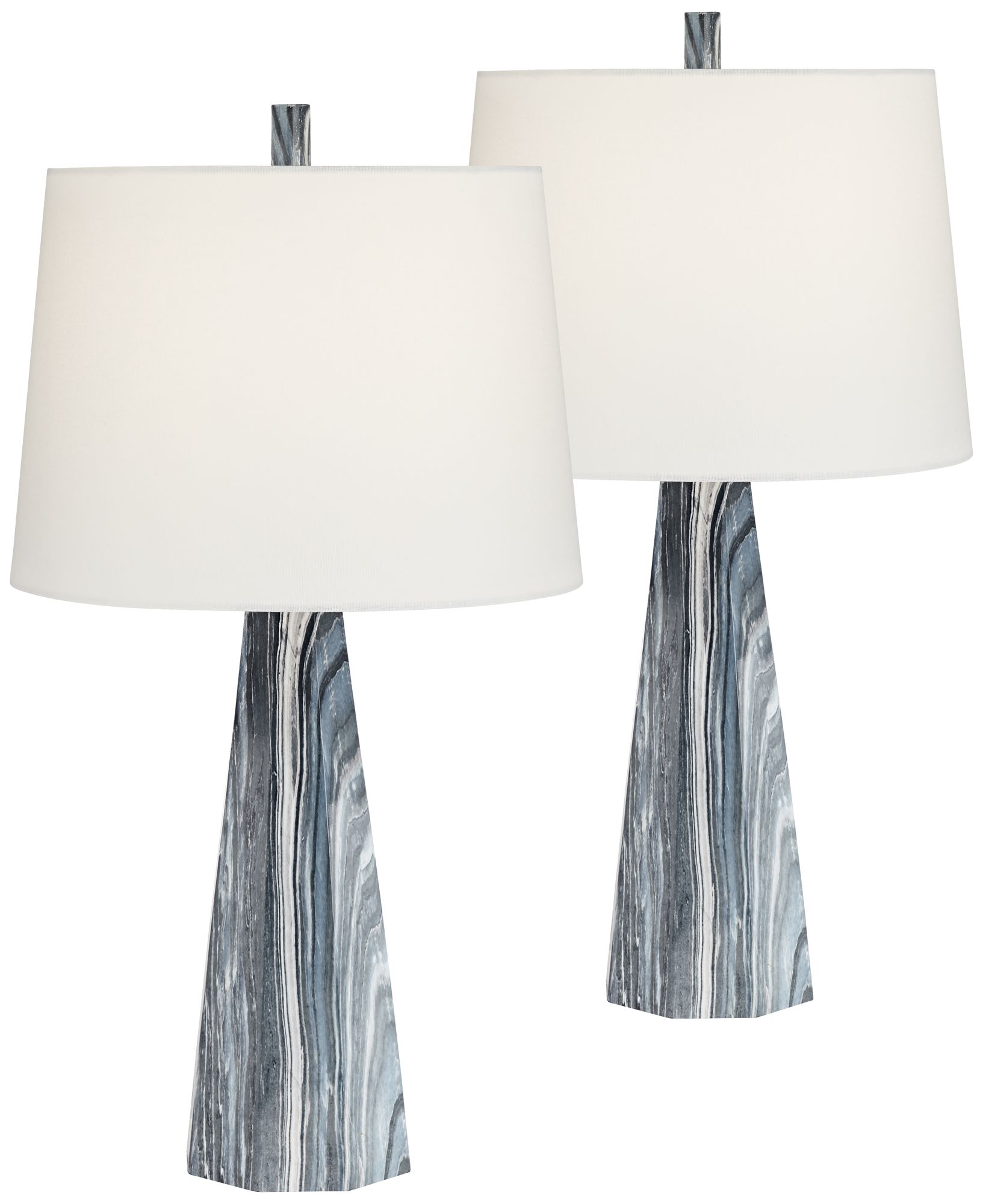 Possini Euro Bluestone 26 1/2" Faux Marble Modern Table Lamps Set of 2