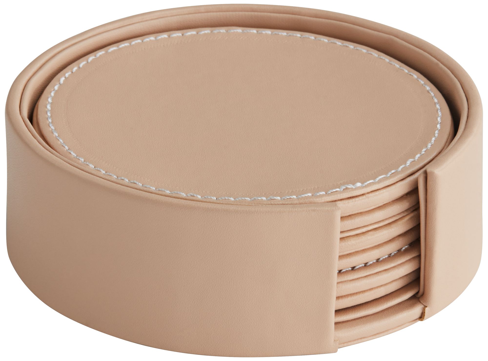 Possini Euro Blush Beige Vegan Leather Home Accessory Living Room Set