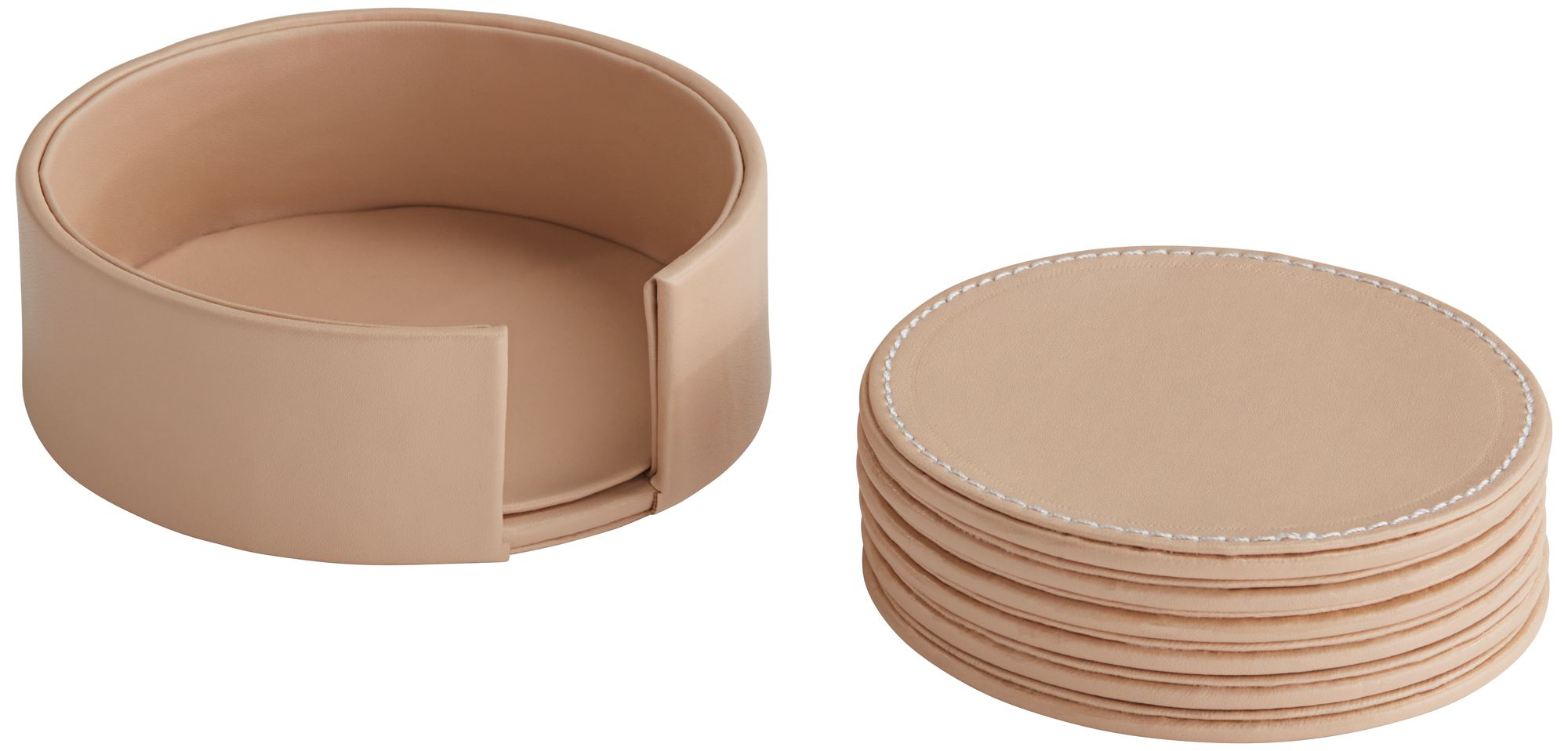 Possini Euro Blush Beige Vegan Leather Home Accessory Living Room Set
