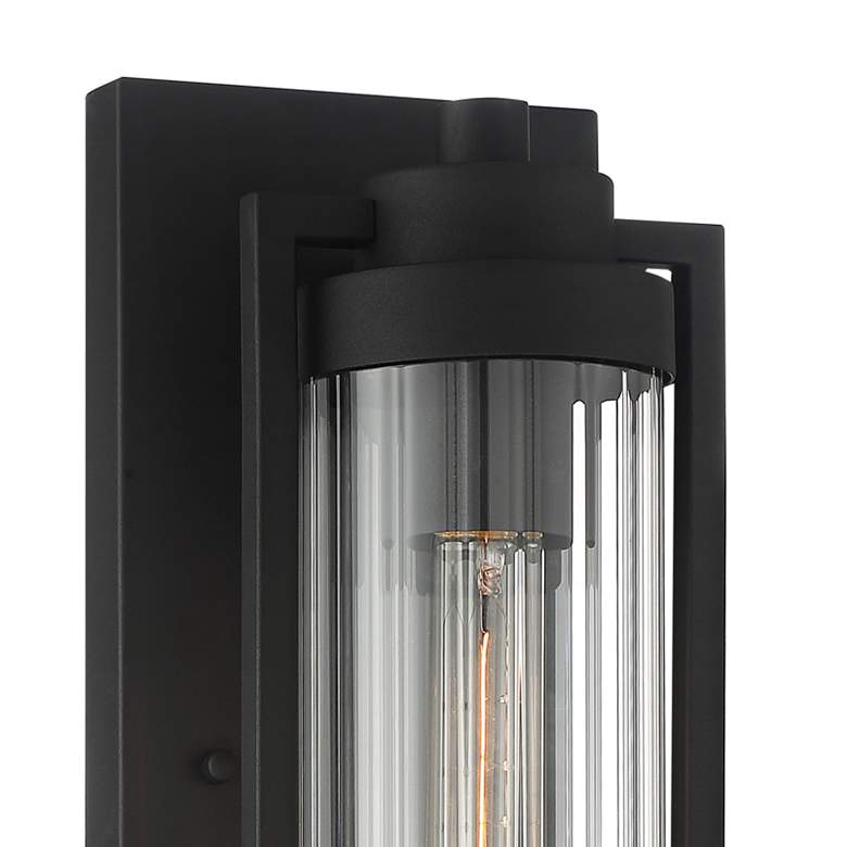 Image 2 Possini Euro Bogata 15 1/2 inch High Black and Ribbed Glass Wall Sconce more views