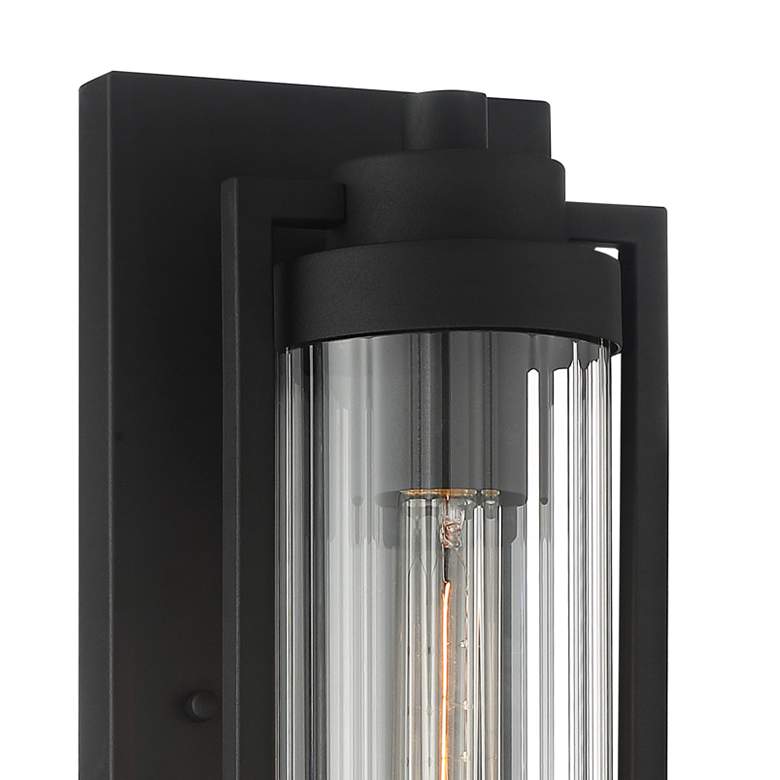 Image 3 Possini Euro Bogata 15 1/2" High Black and Ribbed Glass Wall Sconce more views