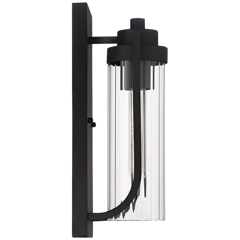 Image 6 Possini Euro Bogata 15 1/2" High Black and Ribbed Glass Wall Sconce more views