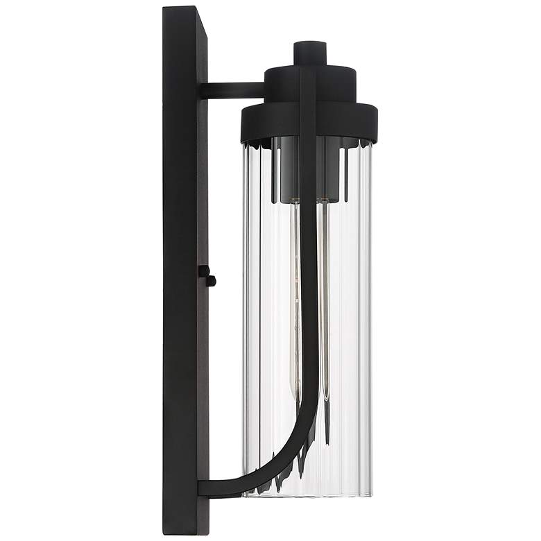 Image 5 Possini Euro Bogata 15 1/2 inch High Black and Ribbed Glass Wall Sconce more views