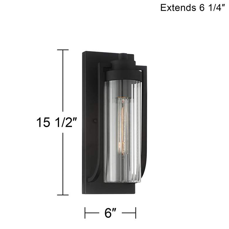 Image 7 Possini Euro Bogata 15 1/2" High Black and Ribbed Glass Wall Sconce more views