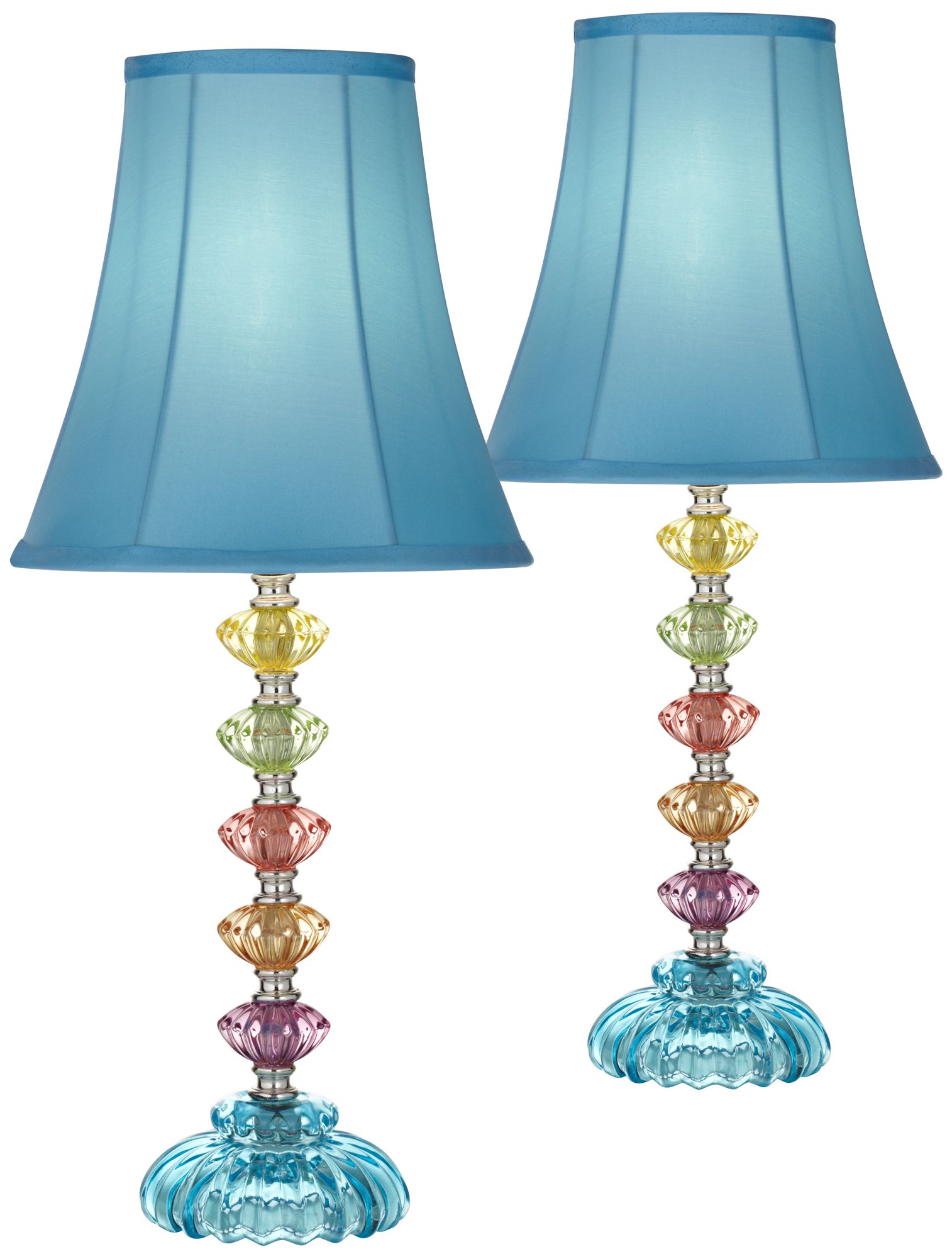 Image 2 Possini Euro Bohemian 21" High Stacked Glass Table Lamps Set of 2