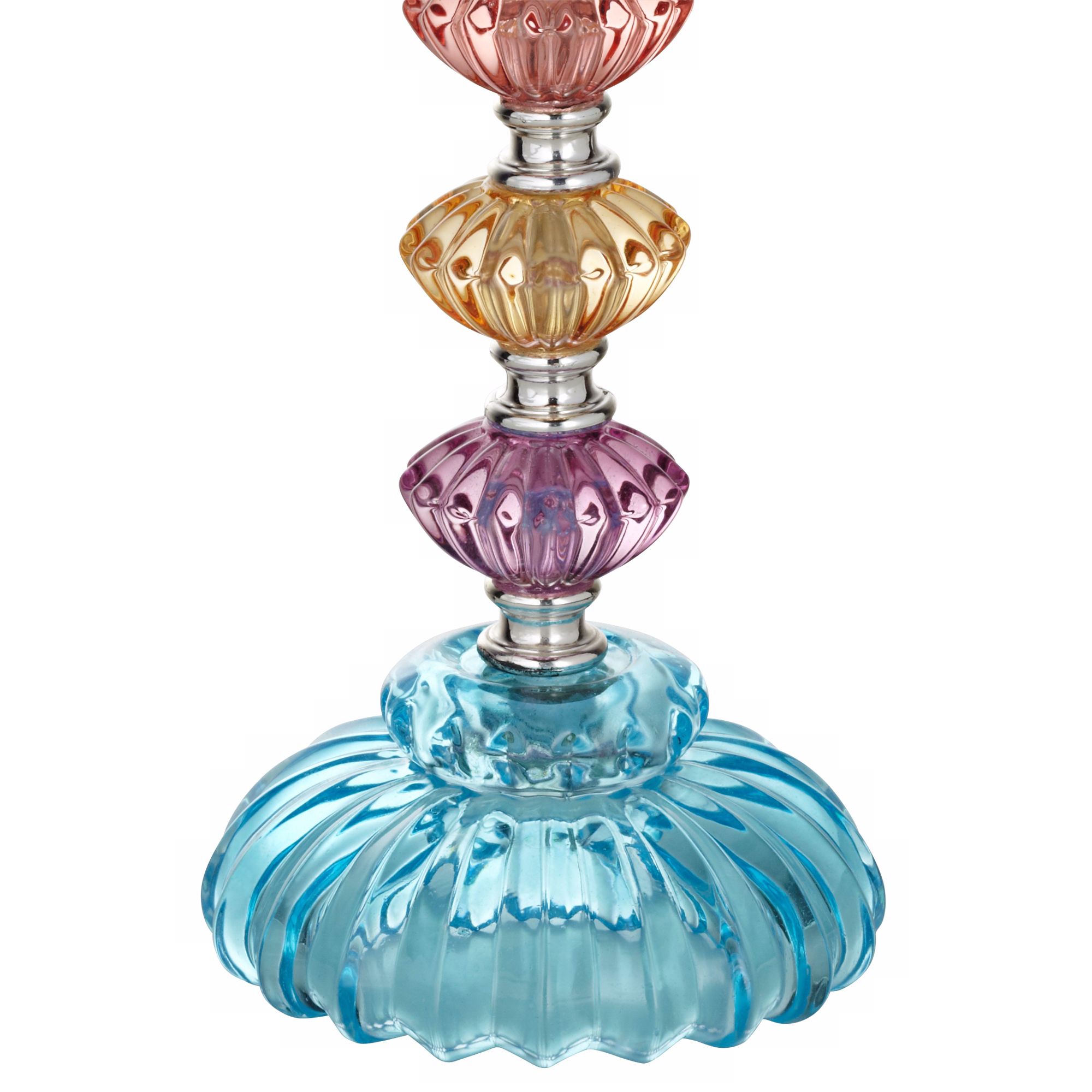 Image 4 Possini Euro Bohemian 21" Teal Blue and Stacked Glass Lamp with Dimmer more views