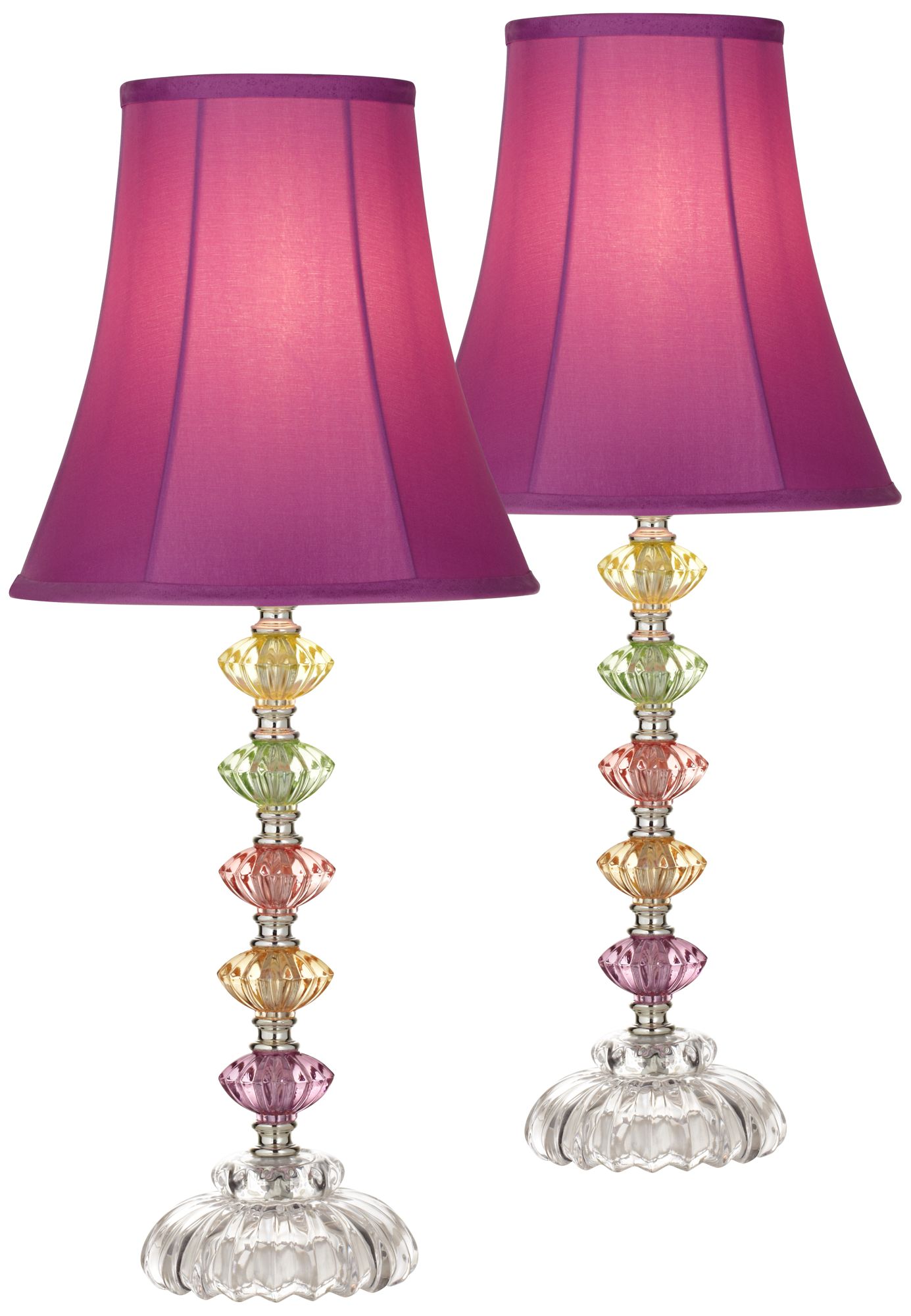 Possini Euro Bohemian Orchid 21" High Stacked Glass Lamps Set of 2