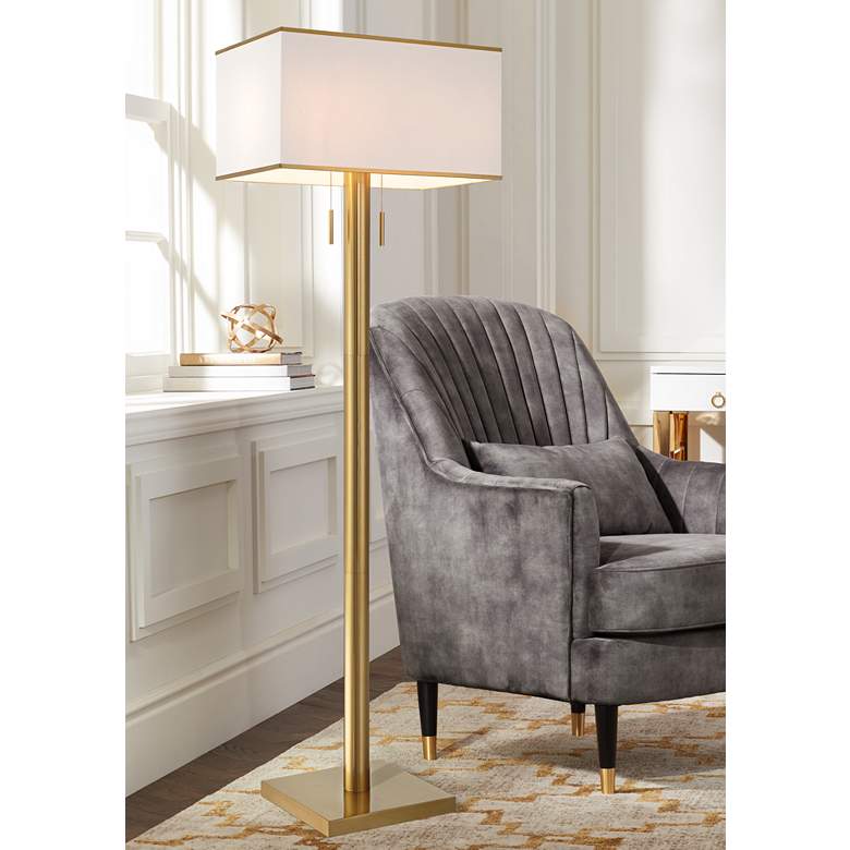 Image 1 Possini Euro Bolivar 72 inch Oversized 2-Light Warm Gold Floor Lamp