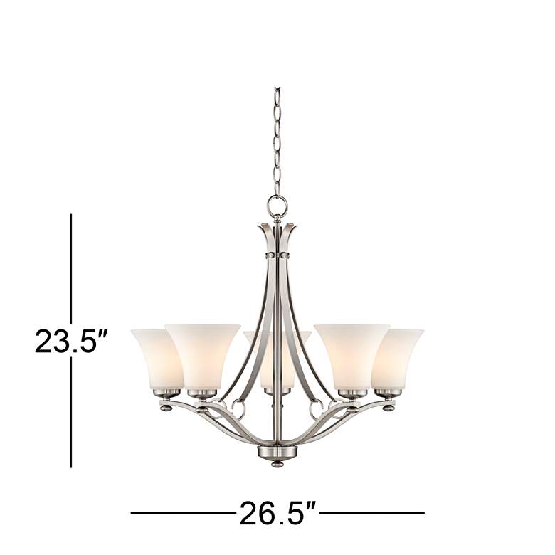 Image 6 Possini Euro Bollyn 26 1/2 inch Nickel and White Glass 5-Light Chandelier more views