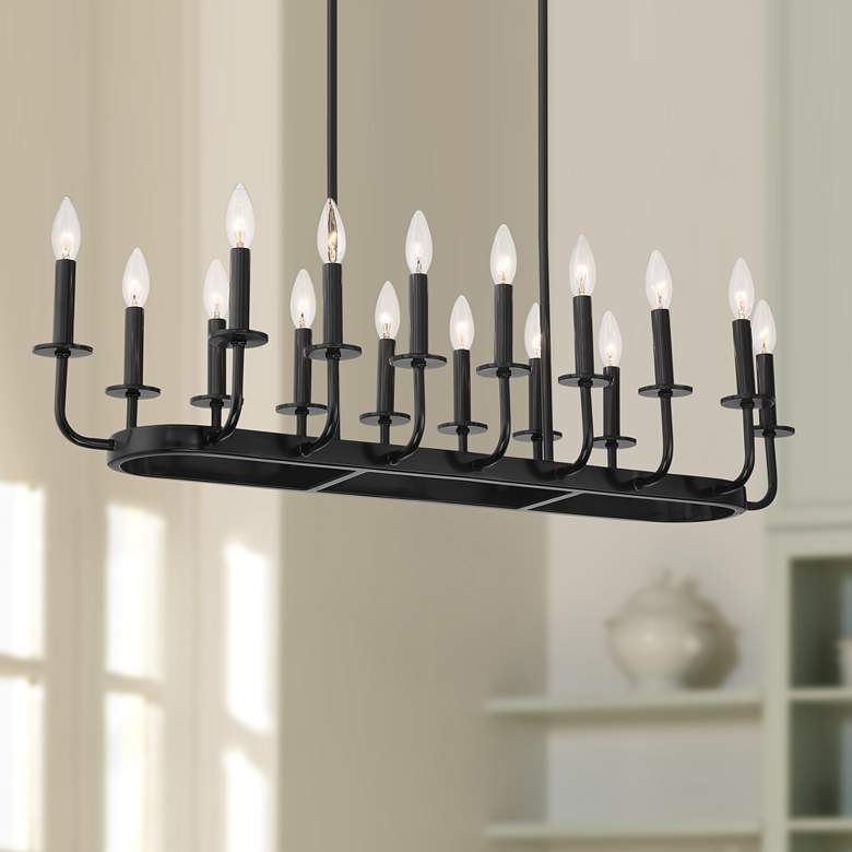 Image 1 Possini Euro Bondai 39 inch Wide Gloss Black 16-Light Island Chandelier