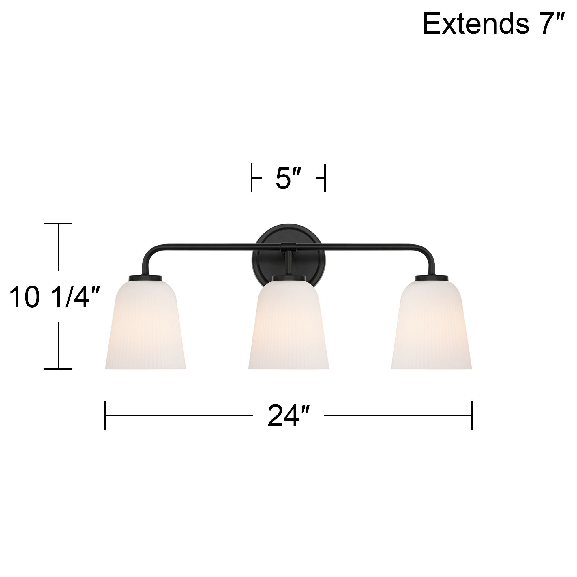 Possini Euro Bouchard 24" Wide Black 3-Light Bath Vanity Light