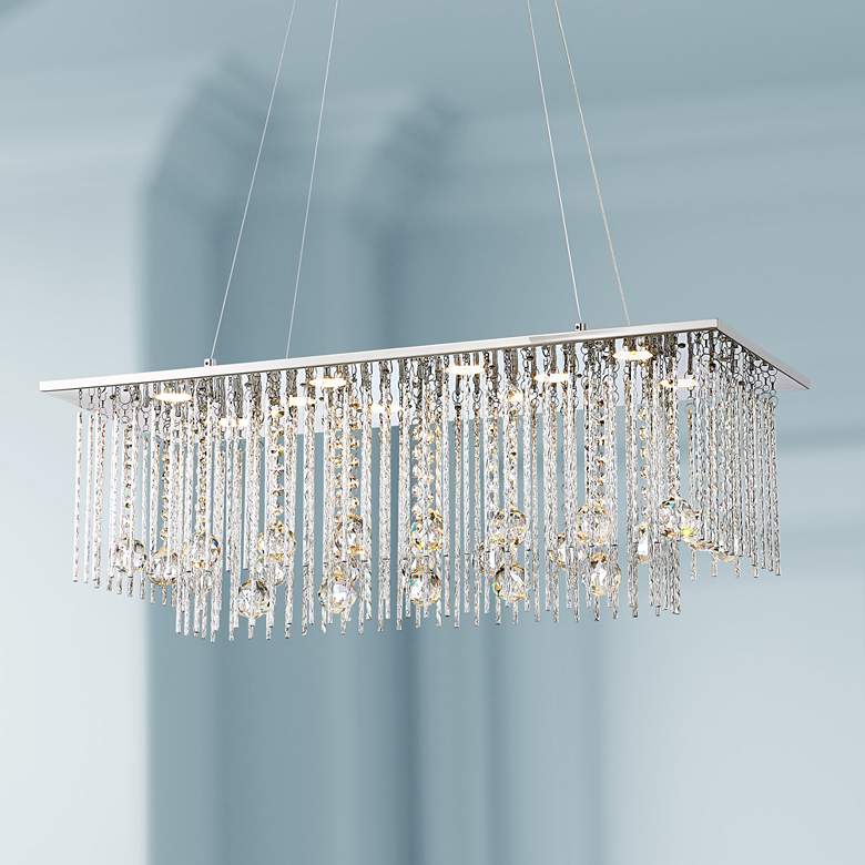 Image 1 Possini Euro Boyne 29 3/4" Chrome and Crystal LED Kitchen Pendant