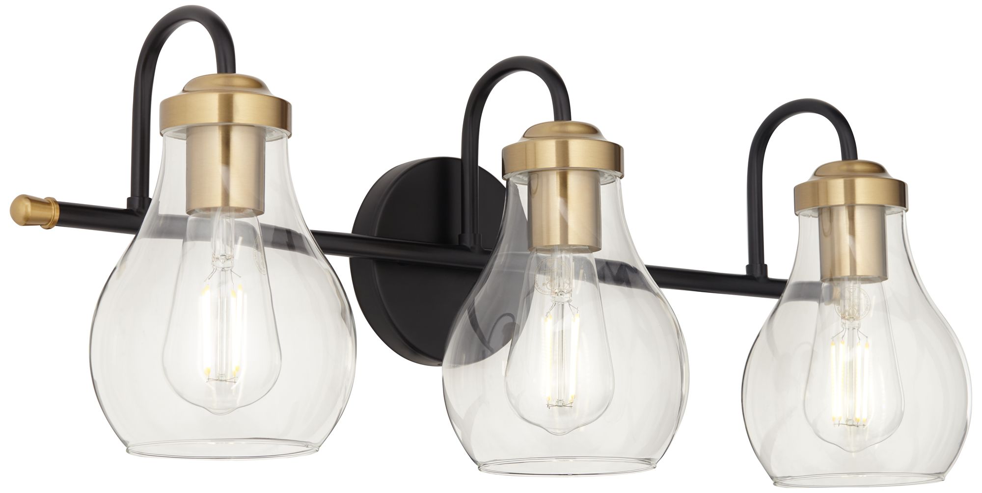 Image 2 Possini Euro Brade 22 3/4"W Black and Brass 3-Light Bath Light