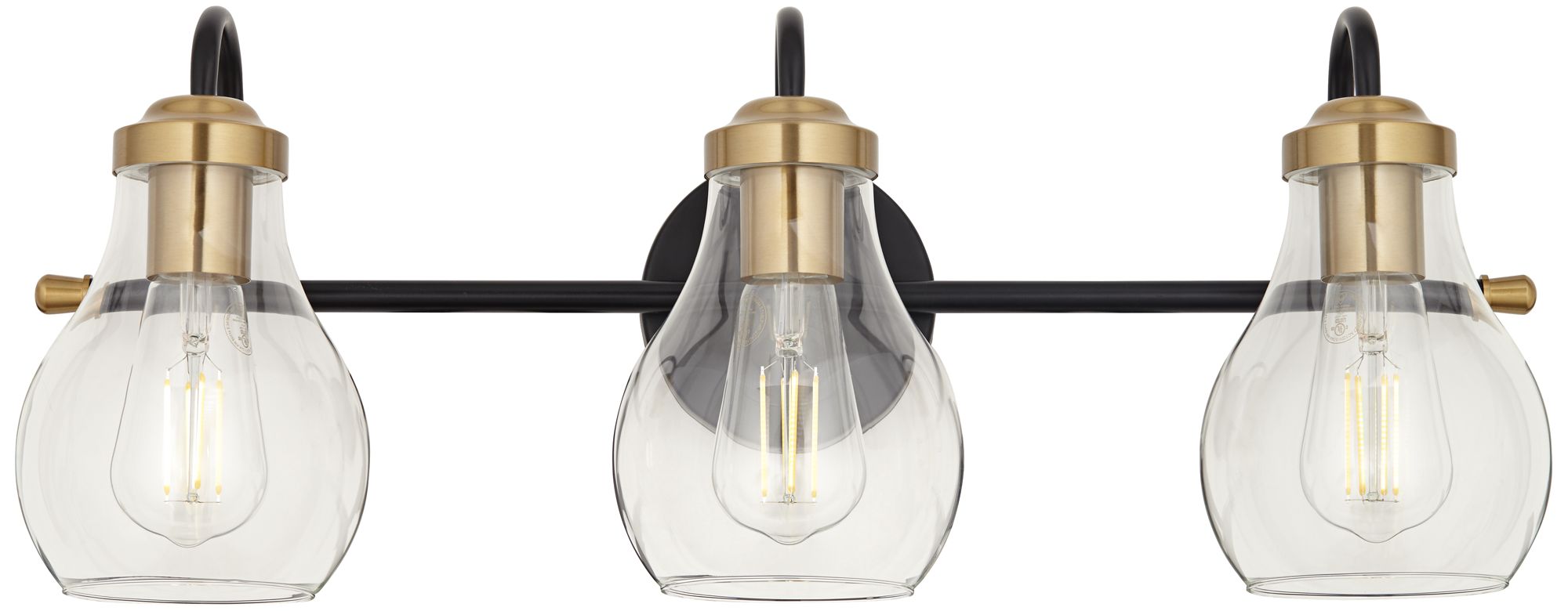 Image 4 Possini Euro Brade 22 3/4"W Black and Brass 3-Light Bath Light more views