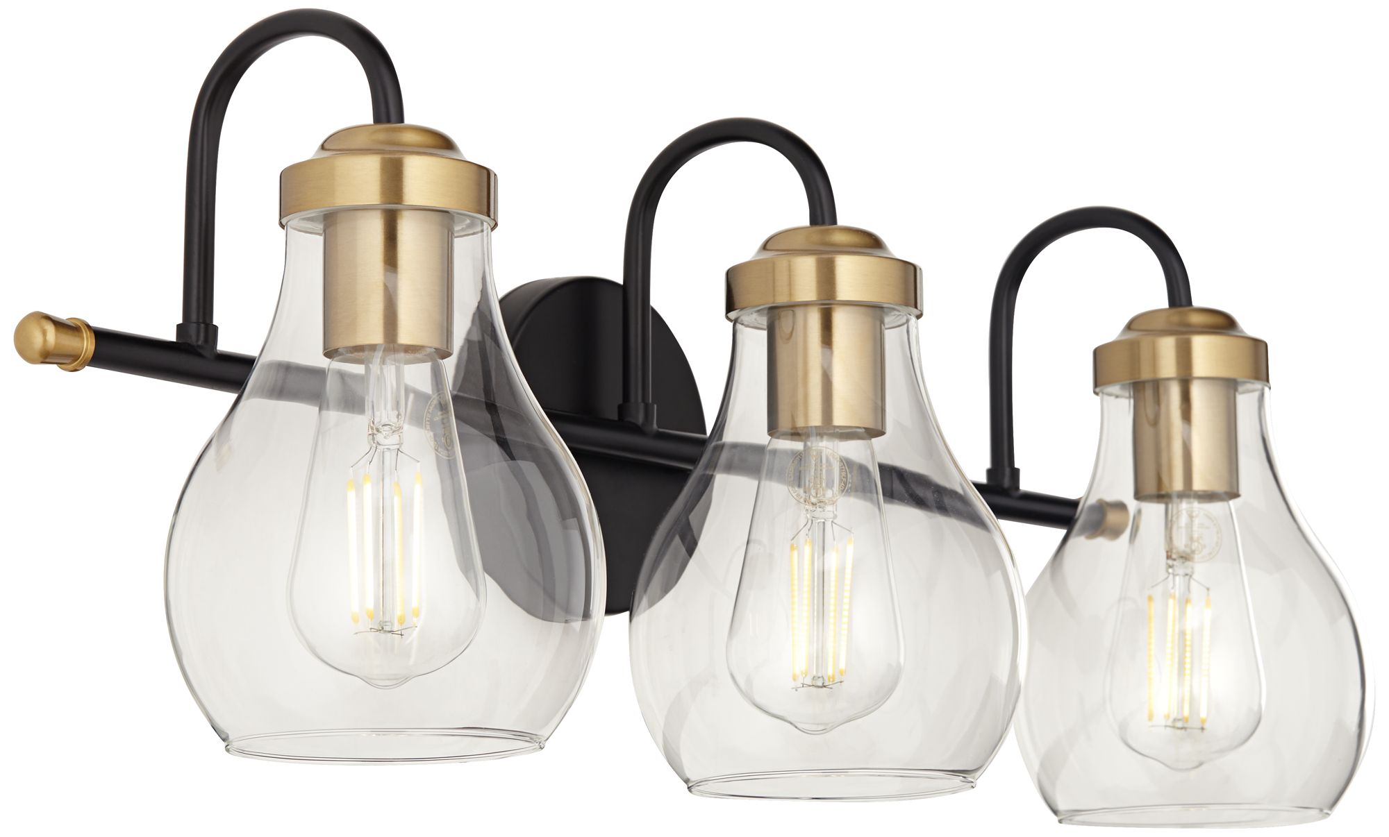 Image 5 Possini Euro Brade 22 3/4"W Black and Brass 3-Light Bath Light more views