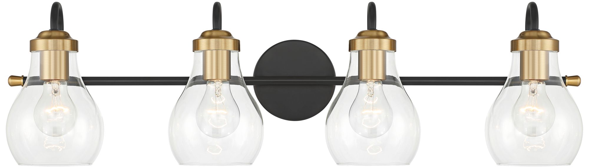 Image 2 Possini Euro Brade 31" Wide Black and Brass 4-Light Bath Light
