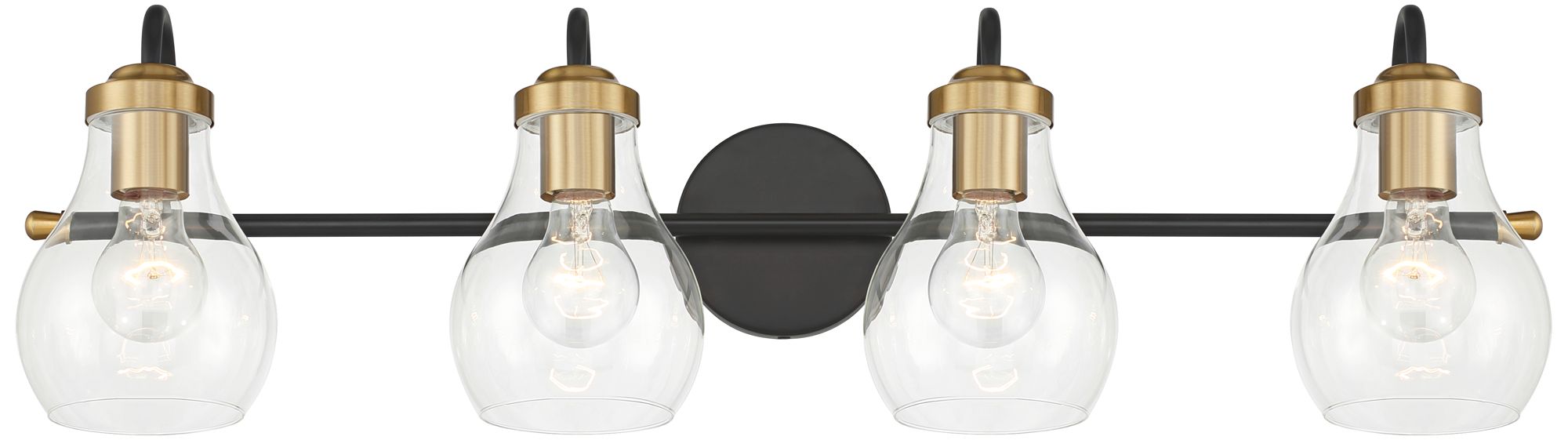 Image 5 Possini Euro Brade 31" Wide Black and Brass 4-Light Bath Light more views