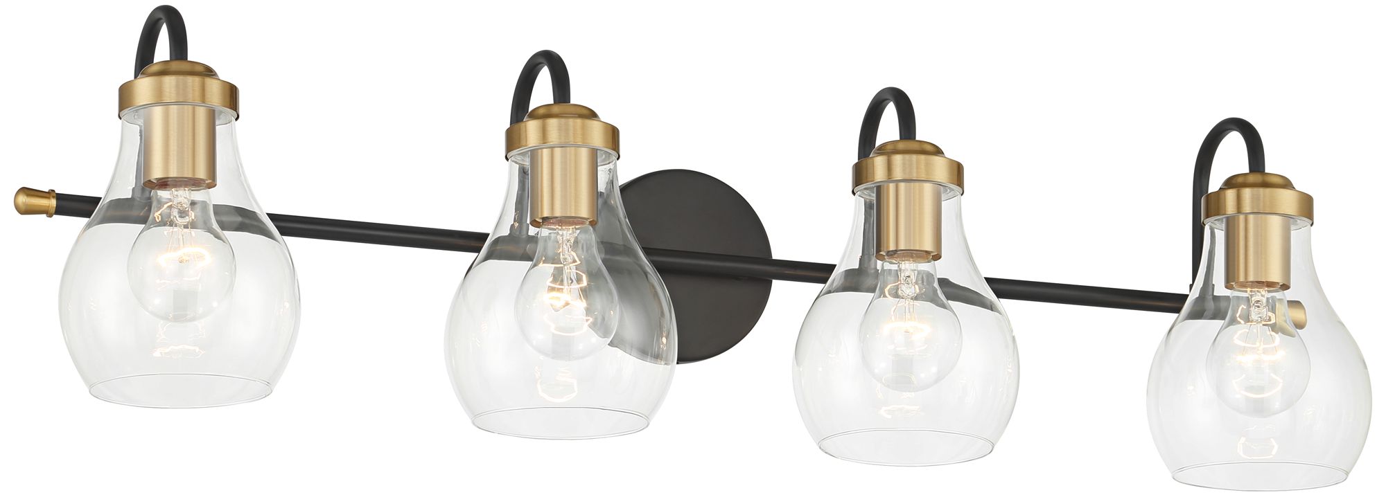 Image 6 Possini Euro Brade 31" Wide Black and Brass 4-Light Bath Light more views