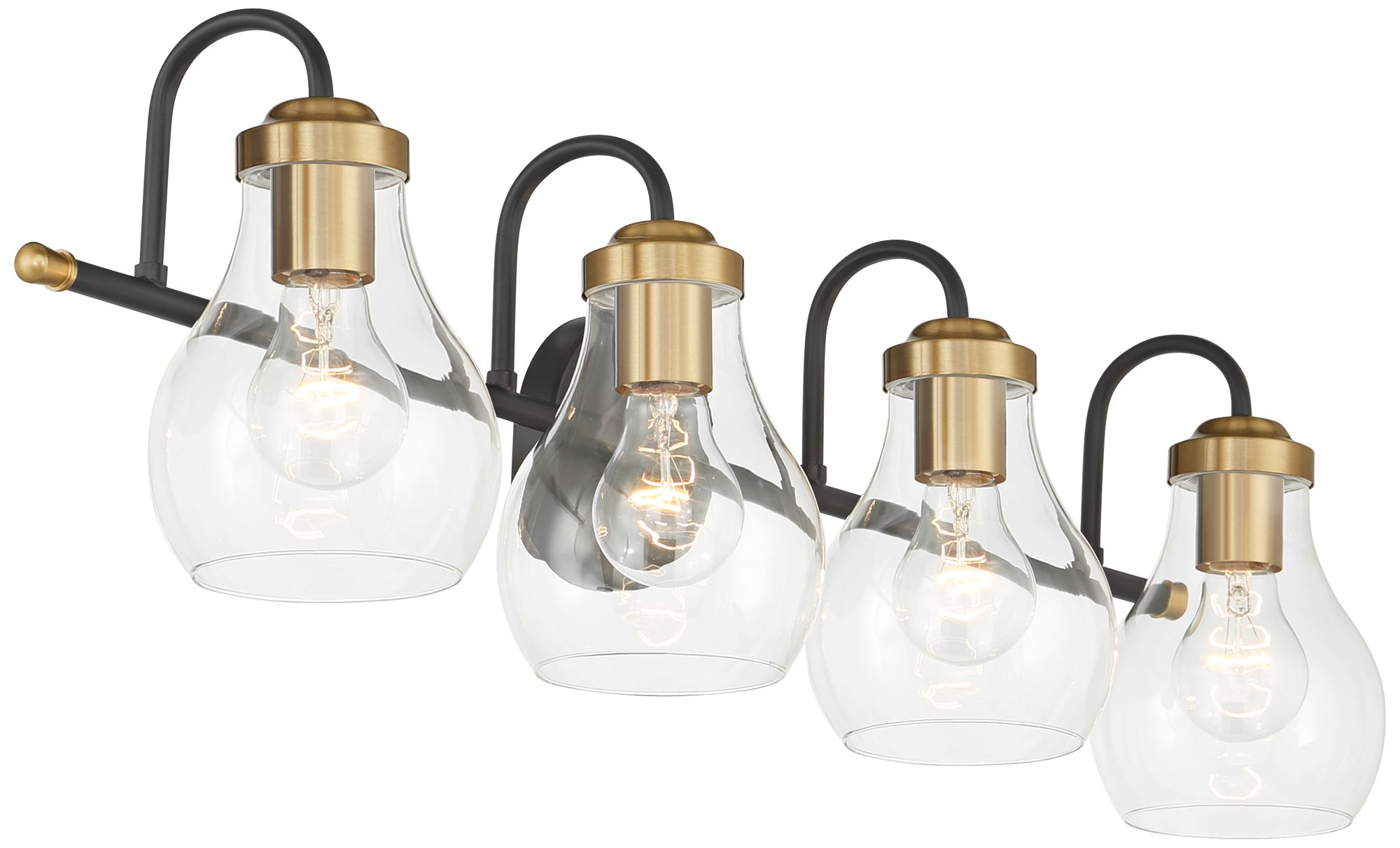 Image 7 Possini Euro Brade 31" Wide Black and Brass 4-Light Bath Light more views